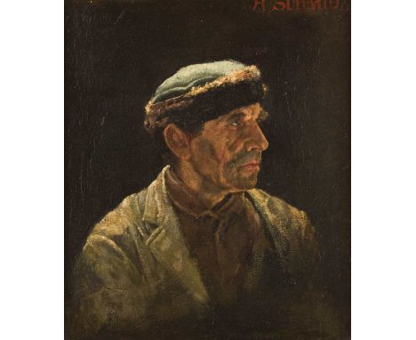   H. SCHMID  Ende 19. Jh.    Herrenbildnis     Öl auf Leinwand (maroufl.). 55 x 46 cm (R. 68 x 59,5 cm). Signiert oben rechts
