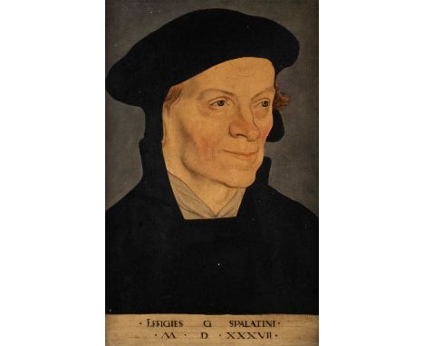   HANS BRASCH  1882 Karlsruhe - 1973 Murrhardt    Bildnis des Reformators Georg Spalatin (nach Lucas Cranach d.Ä.)     Öl auf