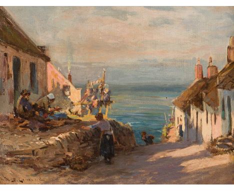   WILLIAM BRADLEY LAMOND  1857 Newtyle - 1924 Dundee    Fischerdorf     Öl auf Leinwand. SM 34 x 45 cm (R. 51 x 62 cm). Signi