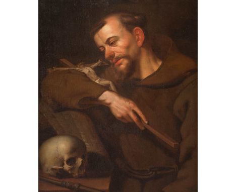   DIERCK VAN BABUREN (ATTR.)  1595 Utrecht - 1624 Ebenda    HEILIGER FRANZ VON ASSISI MIT TOTENKOPF UND HEILIGER SCHRIFT, EIN