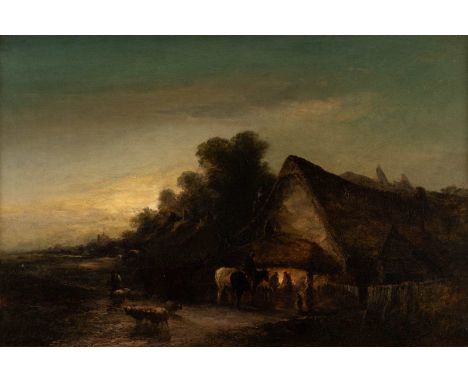   EDWARD CHARLES WILLIAMS  1807 - 1881    Abend über der Schmiede in Chiddingstone, Kent     Öl auf Leinwand. 52 x 77 cm (R. 