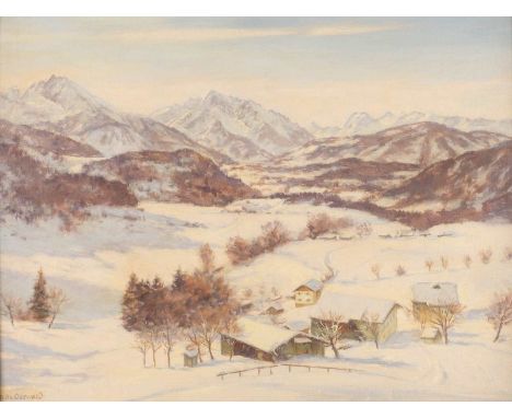   FRITZ OSSWALD  1878 Hottingen - 1966 Starnberg    Blick aus der Au (Berchtesgaden)     Öl auf Leinwand. 60 x 80 cm (R. 80 x