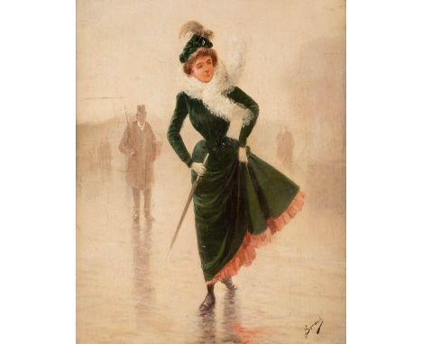   JEAN BÉRAUD (NACH)  1849 St. Petersburg  - 1935 Paris    Elegante Pariserin     Öl auf Leinwand auf Holz. 38 x 31,5 cm (R. 