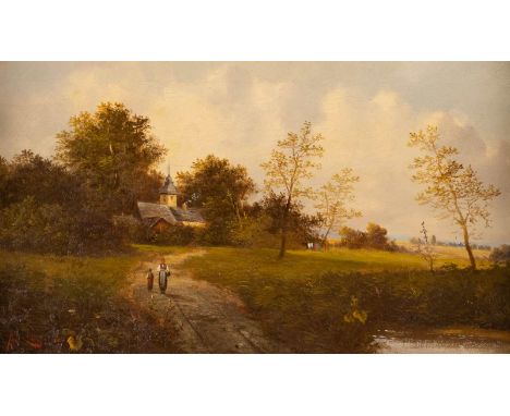   AD/R LOQUAI  2. H. 19. Jh.    Gemäldepaar: Landschaft mit Kirchdorf (1) und Bauernhof (2)     Jew. Öl auf Leinwand (doubl.)