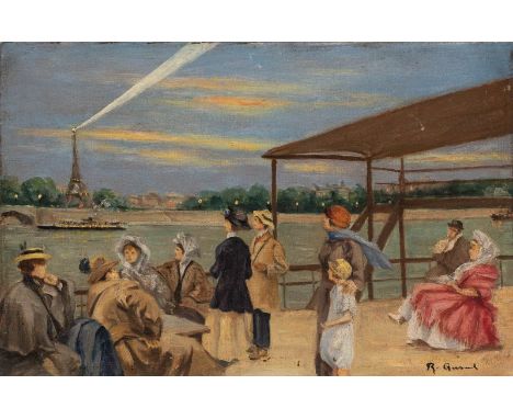   FRANZÖSISCH  Anfang 20. Jh.    Am Ufer der Seine     Öl auf Leinwand. 27,5 x 41 cm. Schwer leserlich signiert unten rechts 