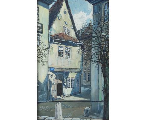   RICHARD GEORG CURT MÜCKE  1885 Sondershausen - 1940 ebenda    ALTSTADTGASSE     Gouache auf Papier. SM 46,5 x 28,5 cm (R. 6