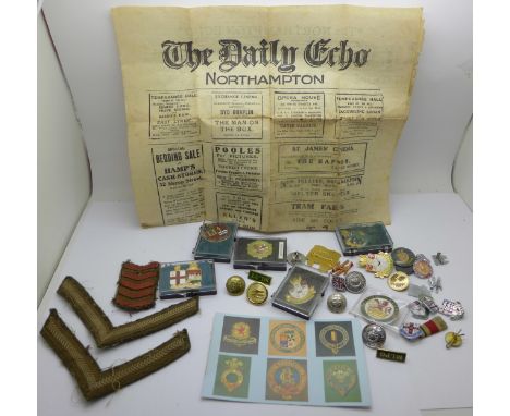 A collection of enamel and other badges, etc. 