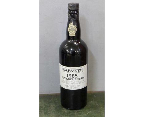 A bottle of Harveys 1985 vintage port 