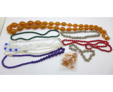 A collection of vintage bead necklaces 