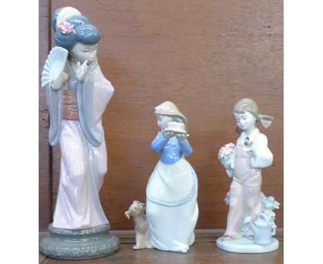 Two Lladro figures and a Nao figure 