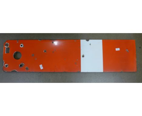 An enamel railway signal, 122cm 