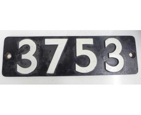A railway engine plate, 3753, 50cm 