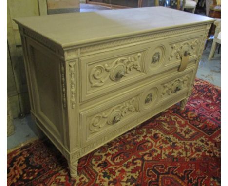COMMODE, Italian late 18th century style grey painted with two long drawers and spiral supports, 122cm x 50cm D x 81cm H.