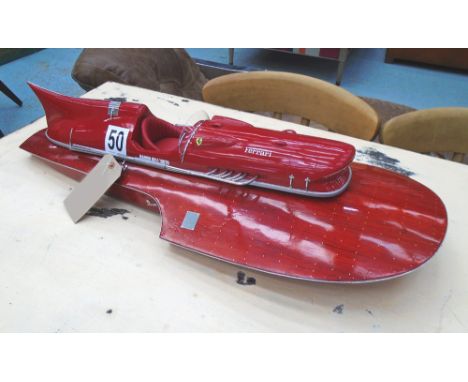 MODEL FERRARI BOAT, 85cm L. (can be fitted with remote control engine)