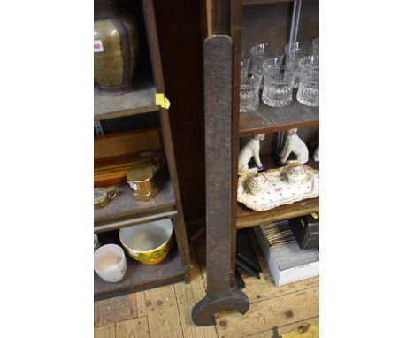 Railwayana: a giant wrought iron open ended railorad spanner, 92.5cm long. 