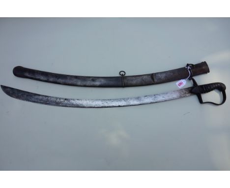 A late 18th/early 19th century cavalry officer's sabre and scabbard, the blade inscribed 'John Gill's, Warranted'. 