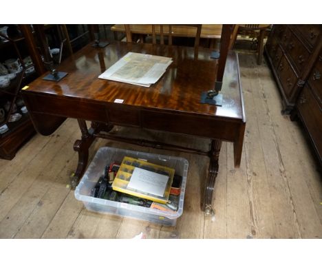 A George IV figured mahogany sofa table,&nbsp;93cm wide. 