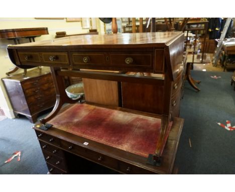 A Regency mahogany and brass strung sofa table,&nbsp;106cm wide. 