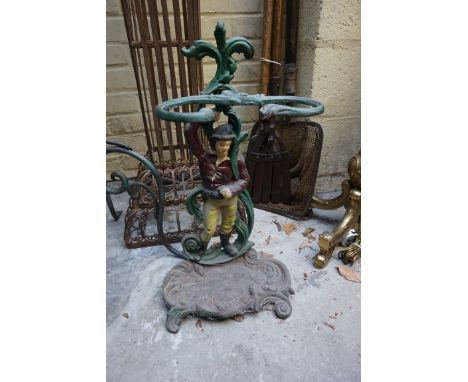 A painted cast iron stick stand,&nbsp;57cm high. 