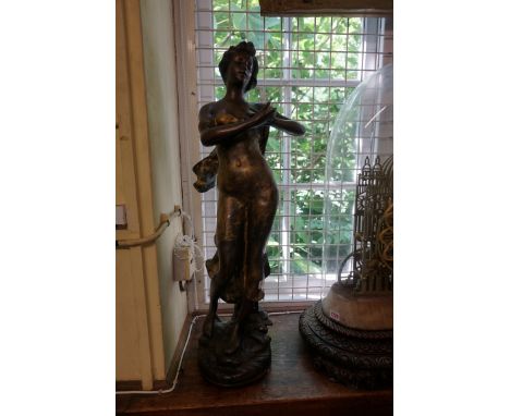 A large bronze Art Nouveau style figure,&nbsp;with gilt decoration, 80cm high. 