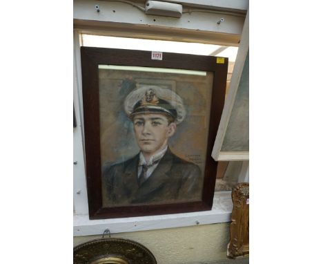 Laura Hope,&nbsp;head and shoulders portrait of Laurence Napier, inscribed and dated 1920, pastel, 45 x 35cm.&nbsp; 