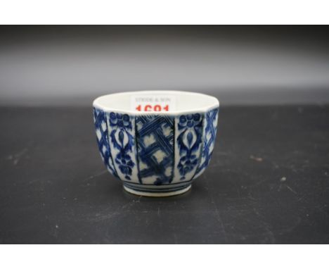 An unusual English porcelain twelve sided cup, probably 18th century, possibly Worcester, 5.5cm high. 