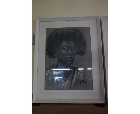 European School,&nbsp;portrait of a lady, and companion, a pair, each indistinctly signed, charcoal and white chalk, 66 x 48c