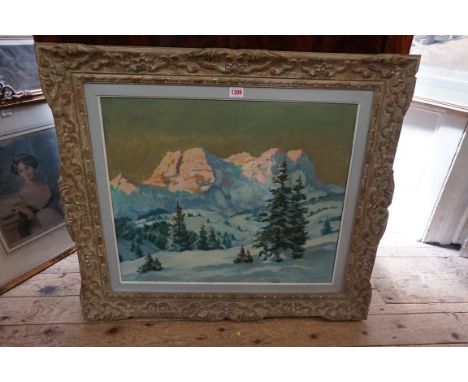 R Ger*on,&nbsp;Hoher Goll, Salzburg, indistinctly signed, oil on canvas, 50.5 x 60.5cm.