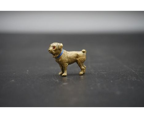 A small Franz Bergman style bronze pug, indistinctly signed to base, 3cm long. 