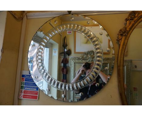 An Art Deco circular wall mirror, with convex detail,&nbsp;60cm diameter. 