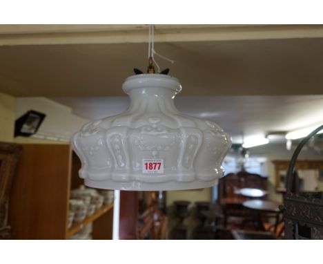 An old moulded opaque glass ceiling light,&nbsp;28cm diameter. 