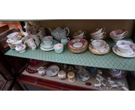 A collection of English porcelain teawares, to include a Hammersley part coffee service, and an Ainsley bachelor's part tea s