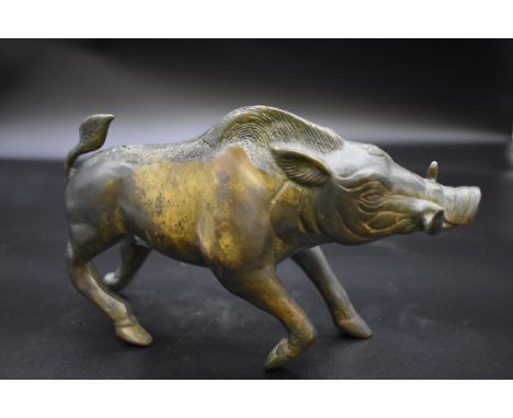 A patinated bronze wild boar,&nbsp;24cm long.&nbsp; 