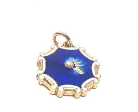 Antique 15ct gold antique pearl &amp; enamel locket enamel a/f (8.1g) 