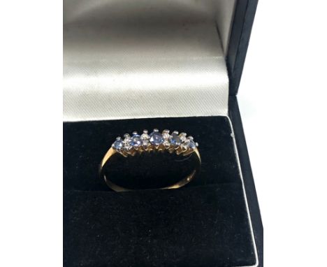 9ct gold diamond &amp; sapphire ring (2.1g) 