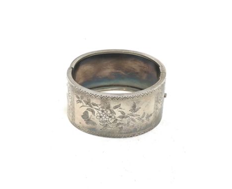 Antique victorian silver cuff bangle measures approx 3.2cm wide not hallmarked xrt tested as silver 