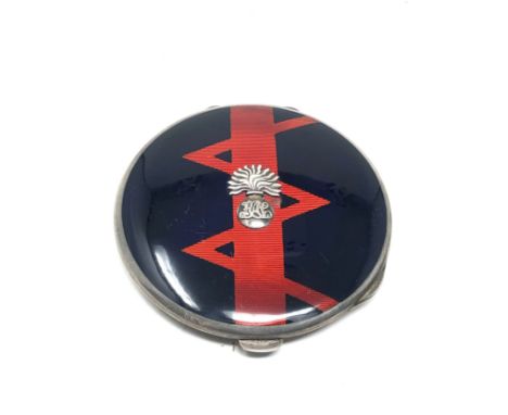 Vintage military silver &amp; enamel powder compact measures approx 7.5cm dia 