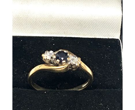 9ct gold diamond &amp; sapphire ring weight weight 2.1g 