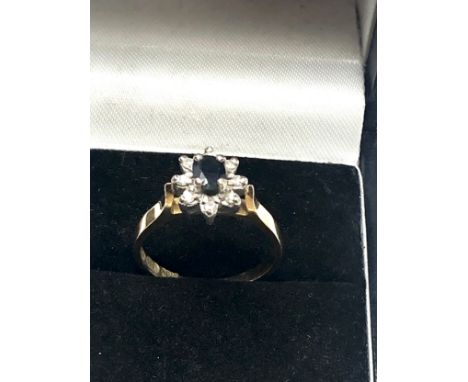 14ct gold diamond and sapphire halo ring (2.8g) 