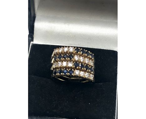 14ct gold sapphire and clear gemstone stacking ring (4.9g) 