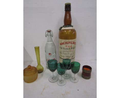 Large 6/8 pint whiskey bottle and few glass wares&nbsp;