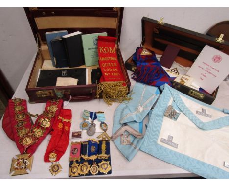 Masonic collection inc hallmarked silver gilt jewels, handbooks, Affiliation certs etc etc some jewels dating back to 1927, a