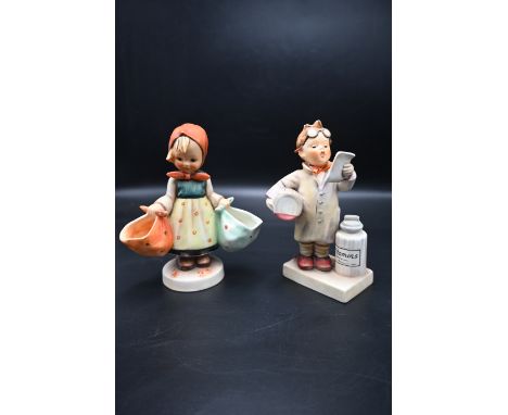 2 Goebel M J Hummel figurines - 322 Little Pharmacist and 175 Mothers Darling, approx 14cm tall