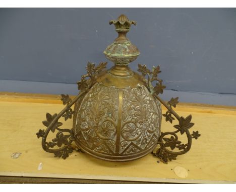 Decorative brass chandelier with chains (In need of repair as pictured) H41cm approx&nbsp;