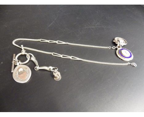 3 sports fob metals on a chain (2 are silver hallmarked )