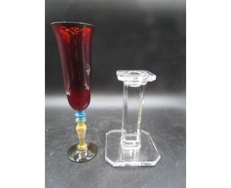 Murano coloured stemmed glass and Stuart Crystal for Jasper Conran candle stick&nbsp;