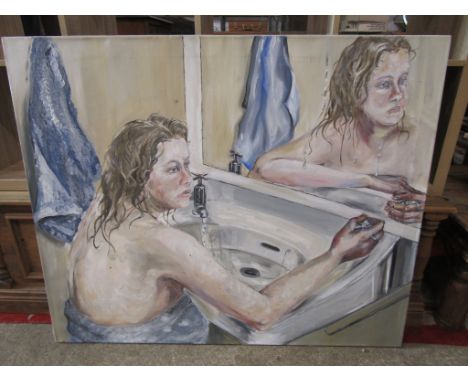 Oil on canvas reflection portrait