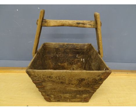 Antique wooden rice bucket/trug H48cm W39cm D36cm approx&nbsp;