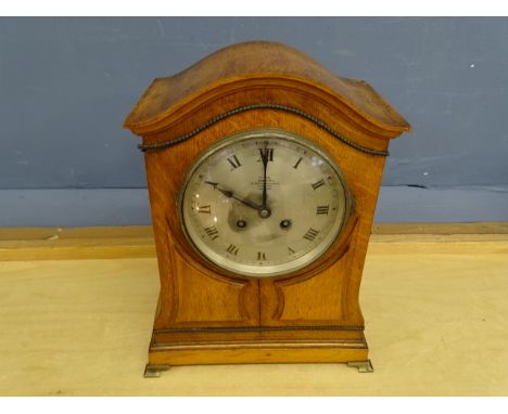 Dent of London oak cased mantel clock with keys and clock book