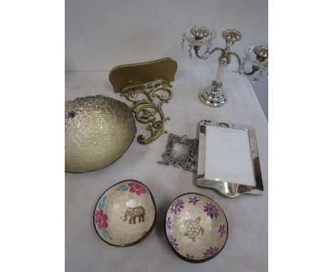 Wall plinth, candlestick, photo frames, bowls